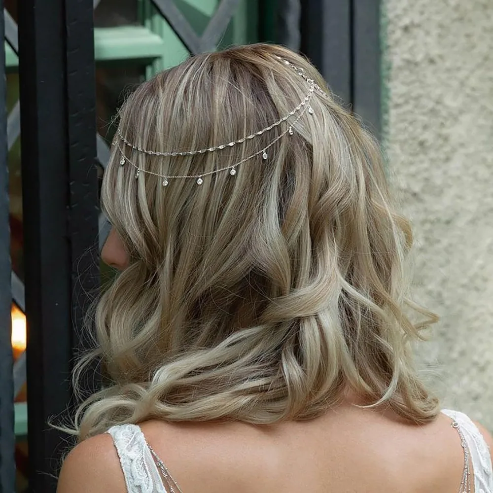 

Boho Rhinestone Headdress Headpiece Brow Pendant Head Chain Rhinestone Brow Drop Hair Accessories Indian Jewelry