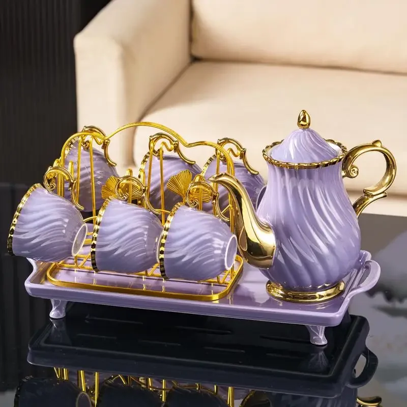 Coffee Cup Sets, Exquisite Coffee Cups and Tea Trays, Light Luxury Ceramic Cup Storage Racks, High-end Family Afternoon Tea Sets