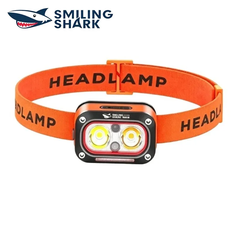 SMILING SHARK Motion Sensor Headlamp Tri-Color LED Light Digital Power Display Lightweight Head Mount Lamp TD-0197