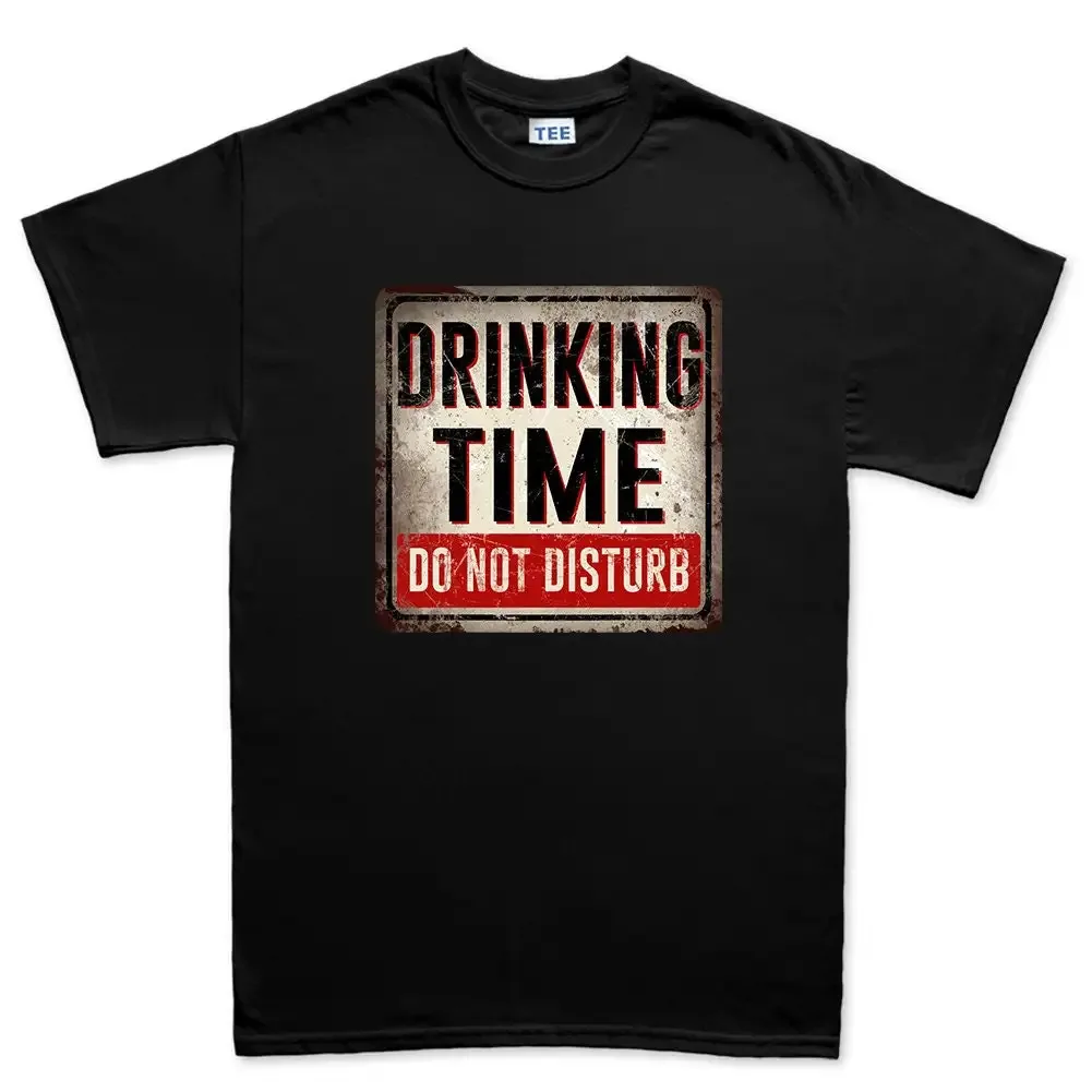 Mens Drinking Time Do Not Disturb Wine Beer Pub Sign T Shirt Top