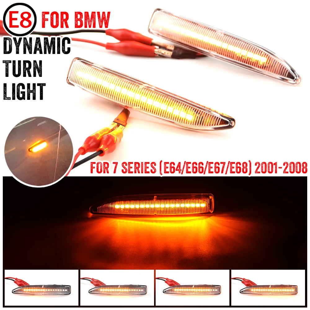 

2Pcs For BMW 7 Series E65 E66 E67 E68 Flowing LED Side Marker Lights Dynamic Turn Signal Light Side Repeater Lamp Panel Lamp