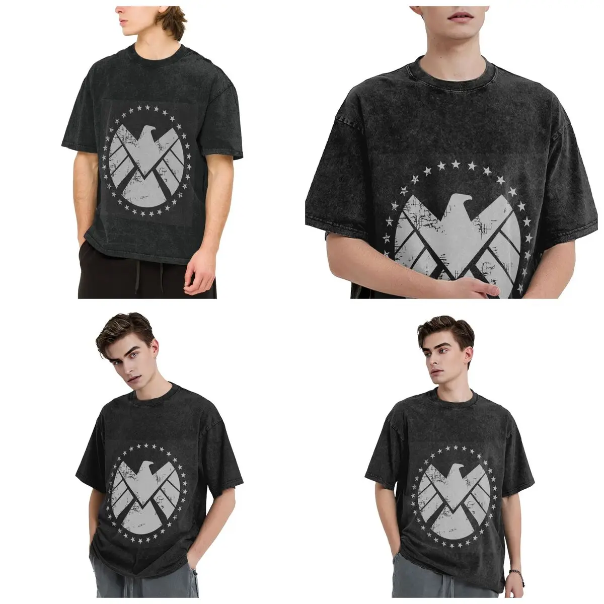 Shield Agent Training Hip Hop Short Sleeve T-Shirts Washed Tops Tees Streetwear T Shirt Harajuku for Men woman