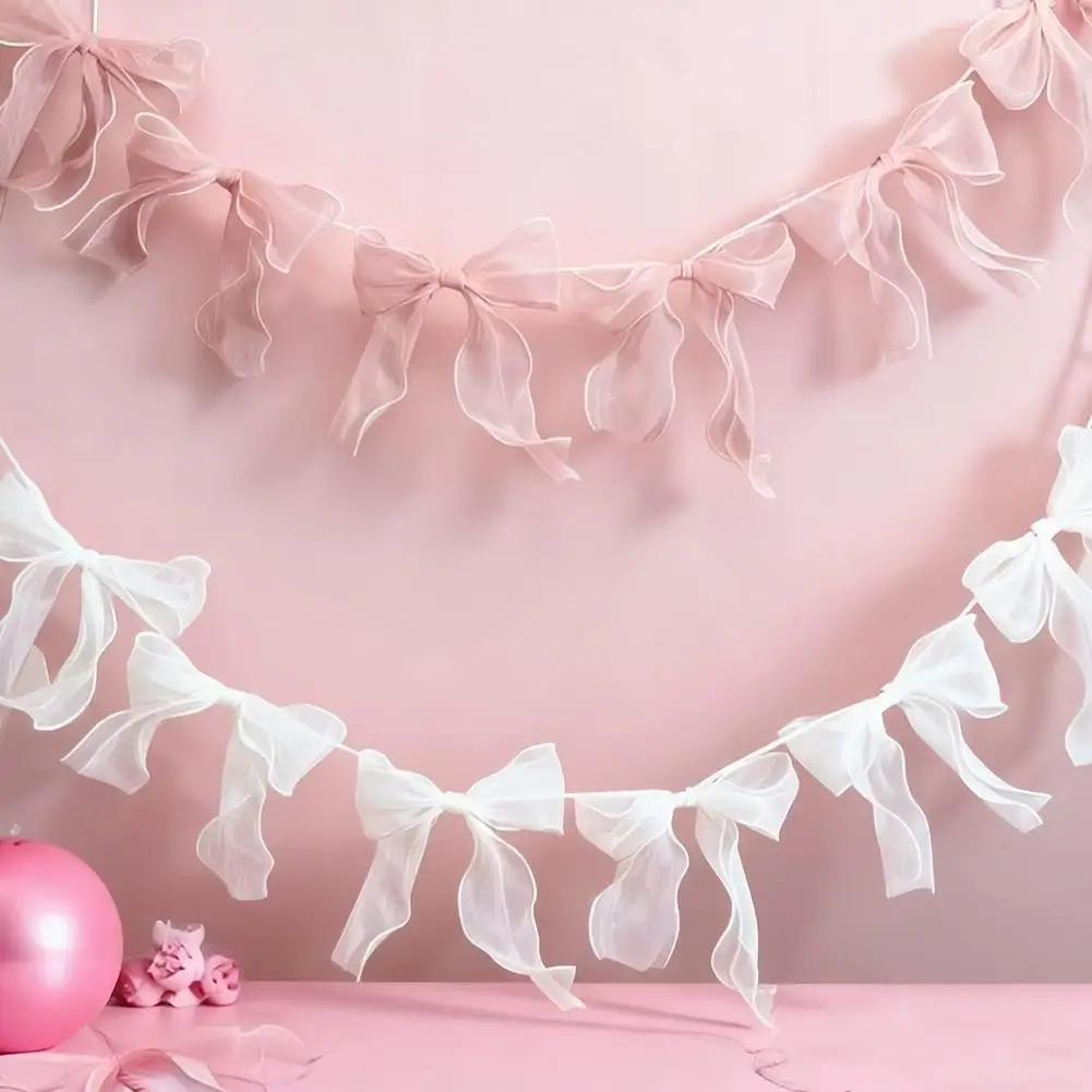 12 Stück elegante rosa Schleifengirlande für Kindergeburtstage, Hochzeiten, Brautpartys, Babypartys, Wanddekoration, hängende Ornamente ﻿ – Detail 8