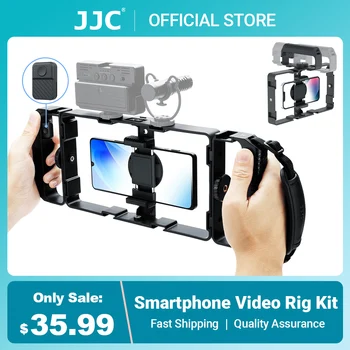 JJC Universal Smartphone Video Rig Kit with Remote Control Hand Grip Vlog Film Cage Phone Video Stabilizer Handheld Tripod Mount