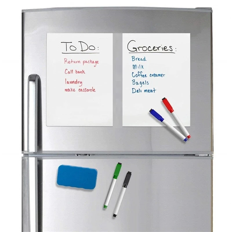 Fridge Magnet Whiteboard Set, A3 A4 A5 Magnetic Refrigerator Sticker ,Writing Remind Message Board Magnets for The Refrigerator