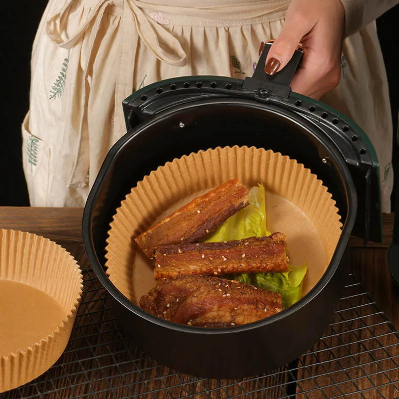 50Pcs Air Fryer Baking Paper Non-stick Paper Liner Disposable Baking Mats for Barbecue Plate Kitchen AirFryer Baking Pad Tools