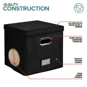 Hộp lưu trữ vinyl với nắp và tay cầm, người tổ chức LP thực tế thanh lịch, 12 8 Bán hàng chính Caixa Vinyl - 5