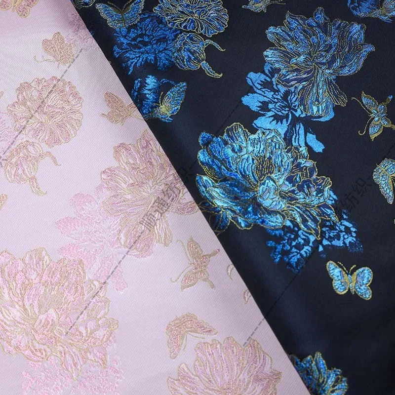 Jacquard fabric Chinese-style vest gold-woven clothing new Hanfu imitation brocade surface color weaving