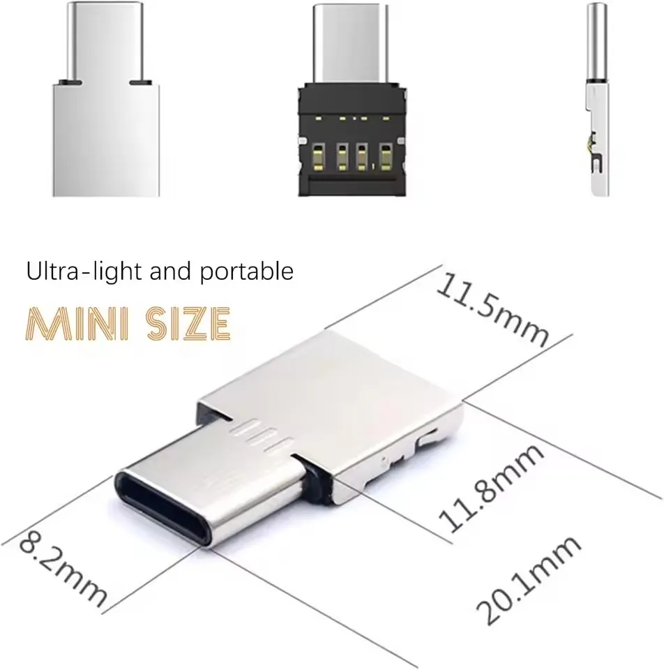 1-20PCS OTG Micro USB Type C Adapter USB-C Male to USB 2.0 Female Data Connector for Macbook Samsung Xiaomi Huawei Android Phone image 4