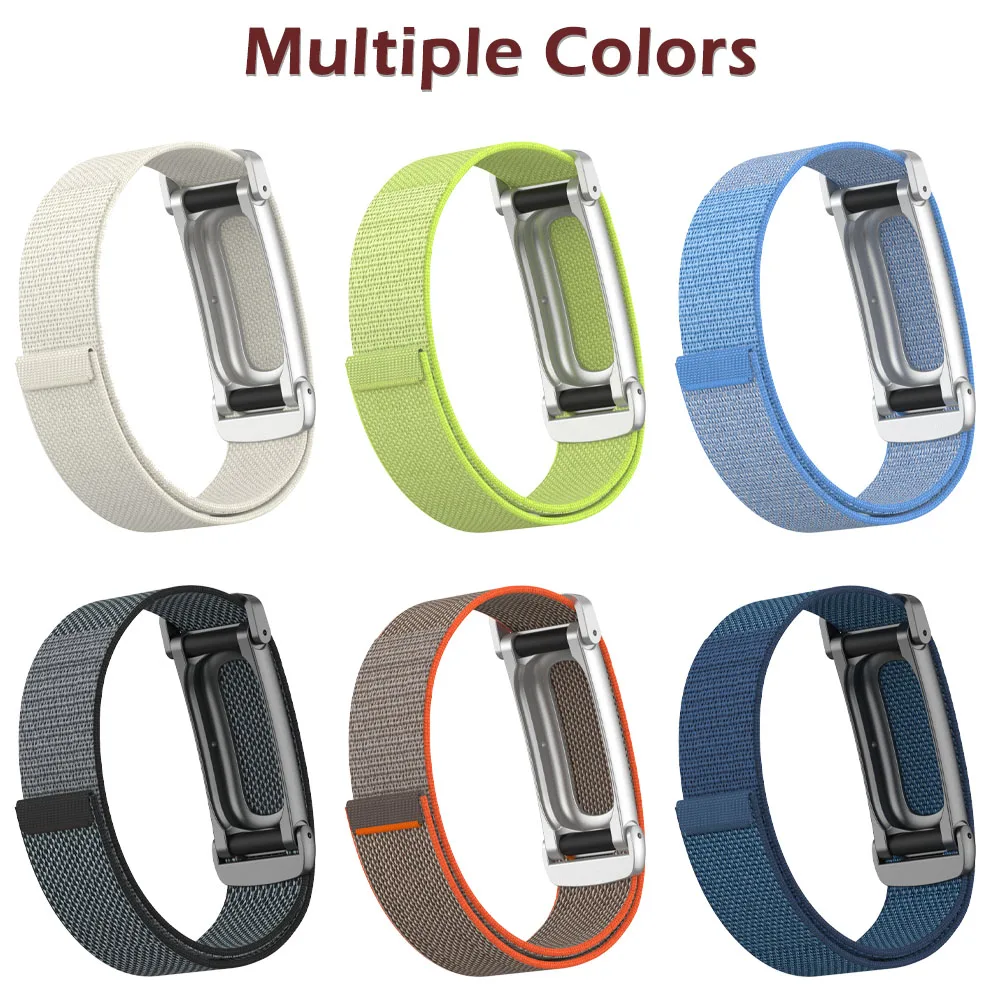 Official Matching Color Nylon Wristband for Google Fitbit Air Metal Watch Bezel Magic Buckle Lightweight Breathable Strap