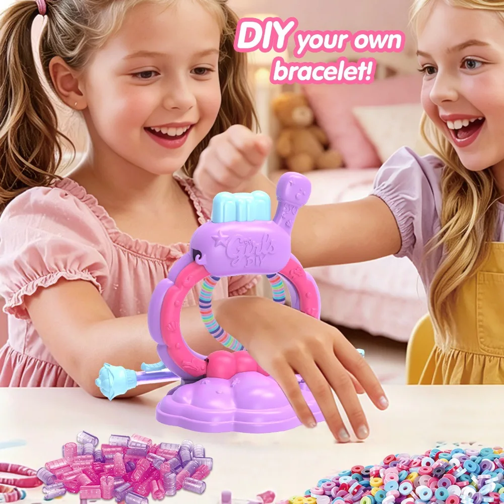 1セットの手作りブレスレット製作キット。カラフルなビーズを使ったdiyブレスレット作成に。使いやすく便利なブレスレット編み機。