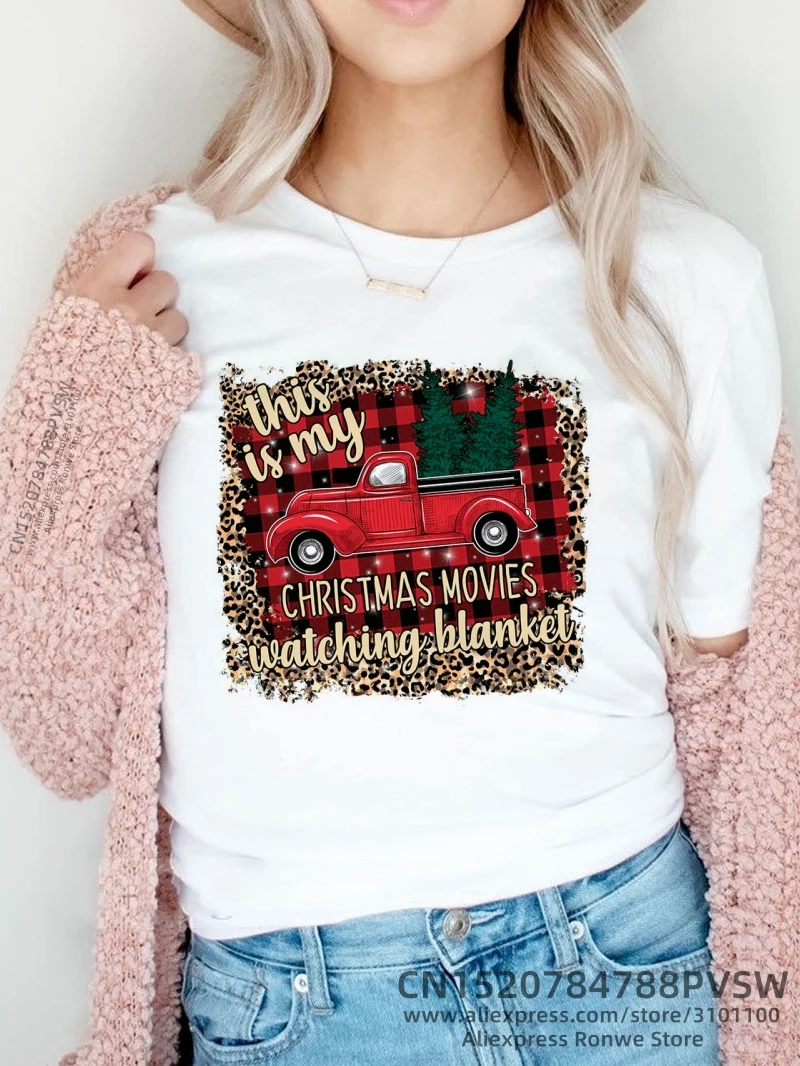 Mädchen Y2K Kurzarm Tees Tops 90S Sweetshirts Weibliche Harajuku Kleidung Frieden Liebe Santa Frohe Weihnachten Frauen Druck T-shirt