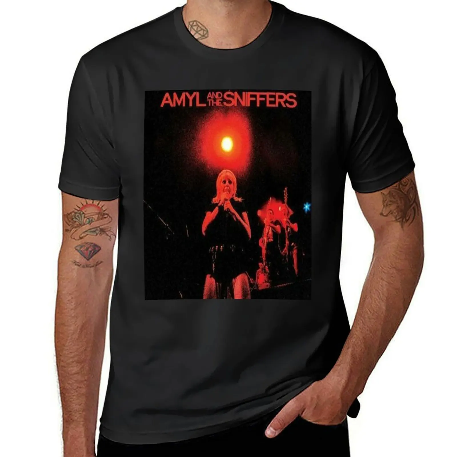 Amyl and the sniffers T-Shirt funnys tops sweat mens workout shirts