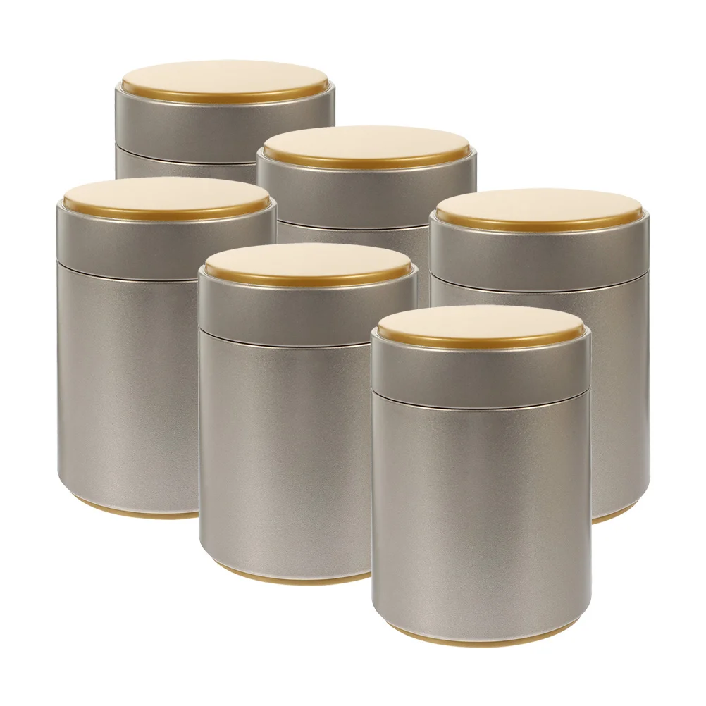 6 Pcs Tea Containers with Lids Canisters for Leaf Tin Candy Jar Airtight Food Holder Tinplate Storage Tank