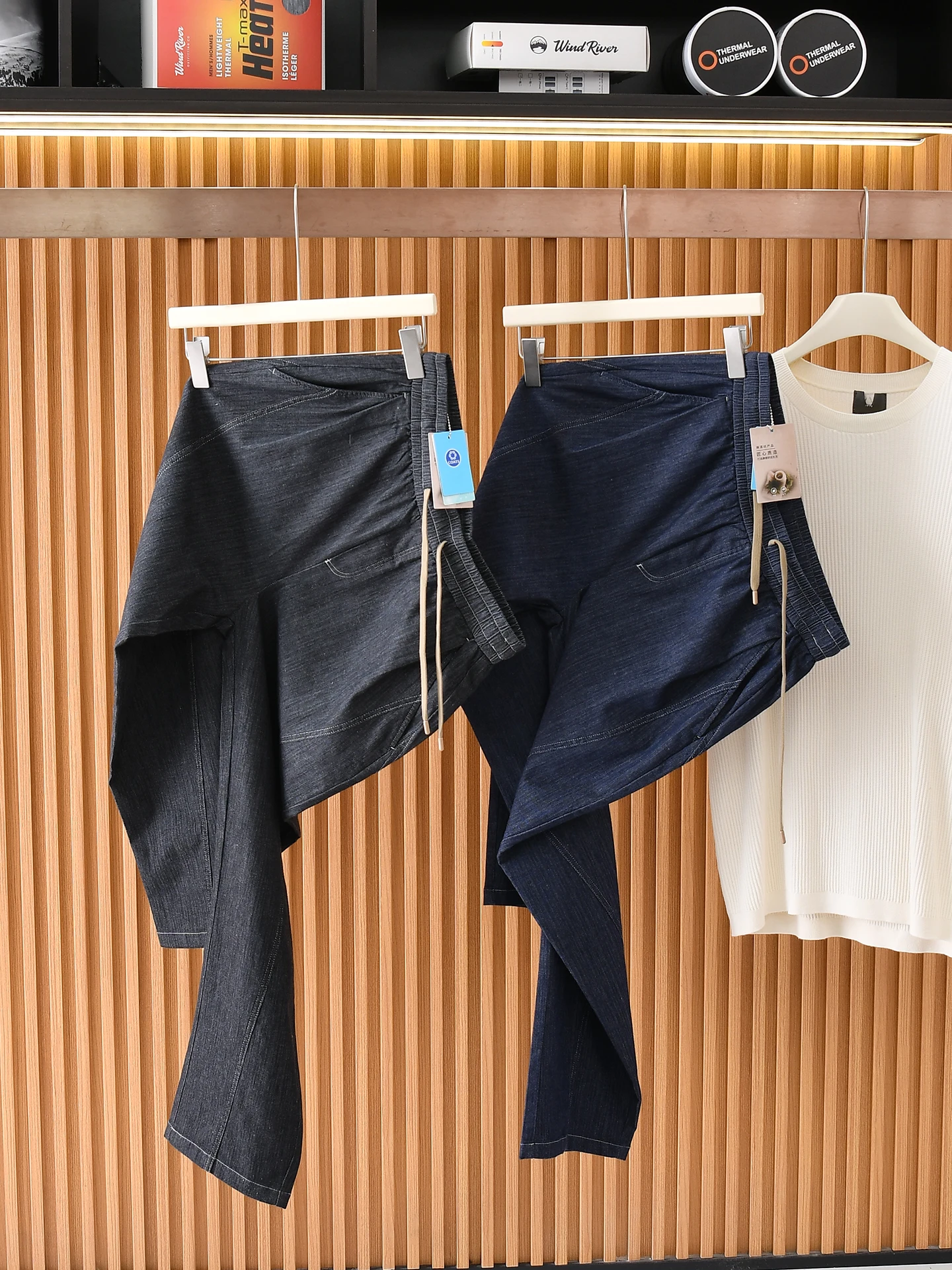 Casual Men's Summer Straight Leg Jeans Loose Fit Cotton Linen Blend Breathable Drawstring Waist mid Waist Youth Trend