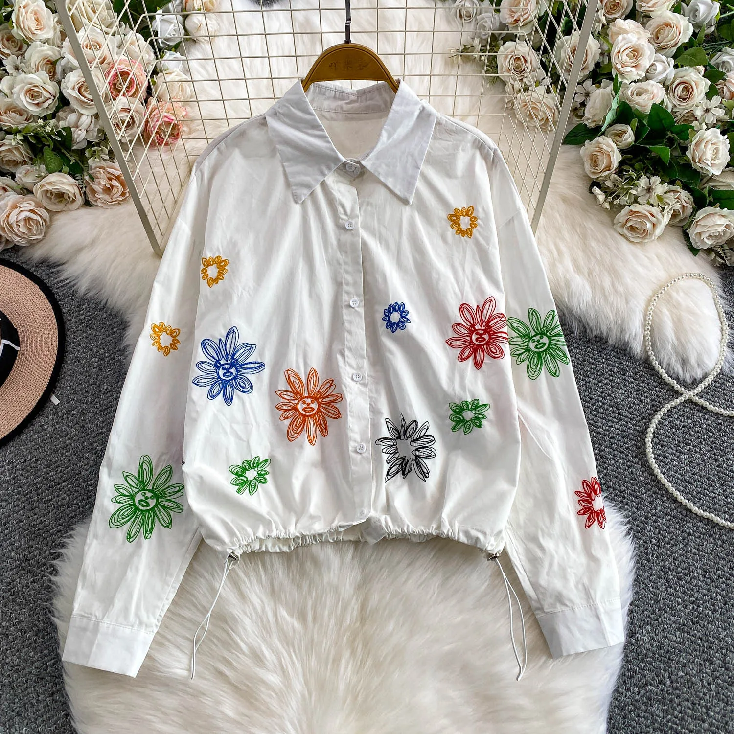 

Винтажная элегантная блузка со свободными пуговицами и длинными рукавами, модная рубашка, повседневный топ, сказочная женская рубашка