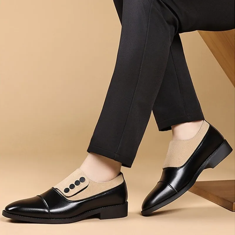 Classic Men Non-slip PU Leather Dress Shoes 2025 Men Slip-on Oxfords Business Office & Wedding Shoes Formal Casual Style Zapatos