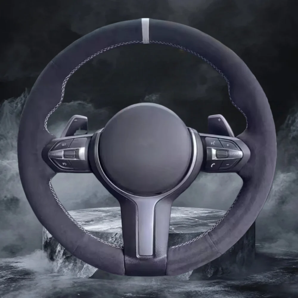 Car Accessories Black Suede F31 F34 F10 F11 F07 X1 X2 X3 F25 F32 F33 F36 F48 F39  Steering Wheel Cover For BMW M Sport F30