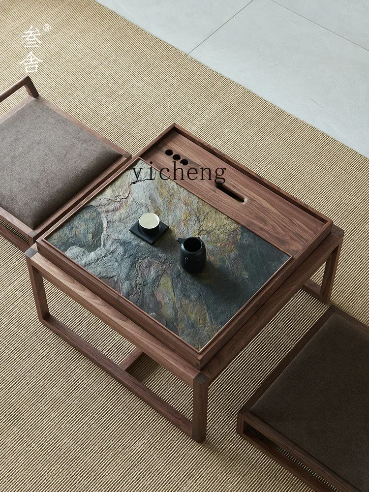 

ZF tea table black walnut solid wood tea room furniture zen small tea table