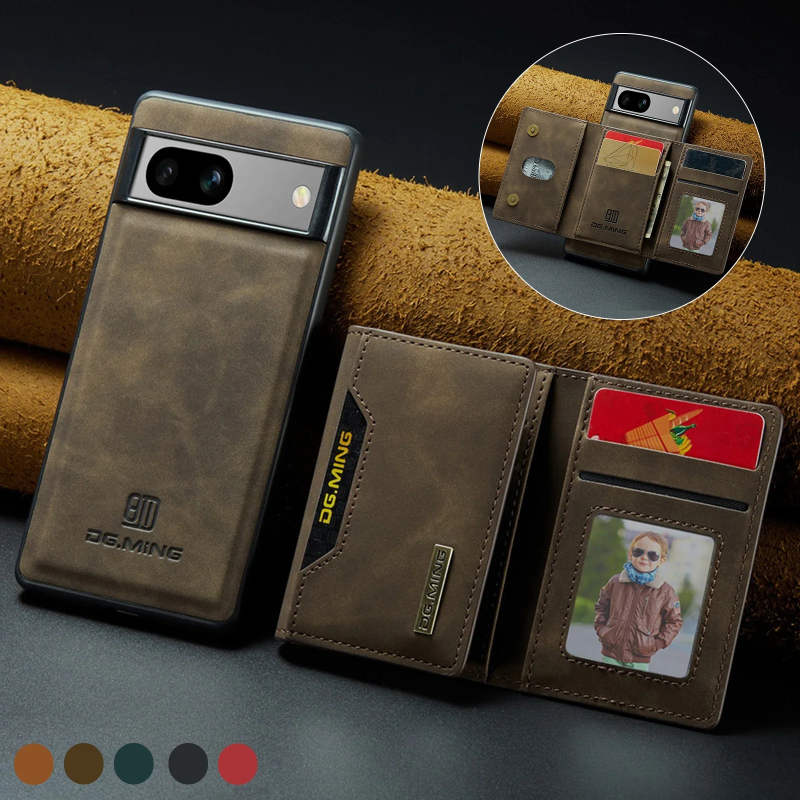 

Роскошный кожаный чехол-кошелек с магнитной подставкой для Google Pixel 8 Pro 7 7A 6 6A Складной чехол-держатель для кредитных карт Pixel8 Pixel7 с подставкой для денег