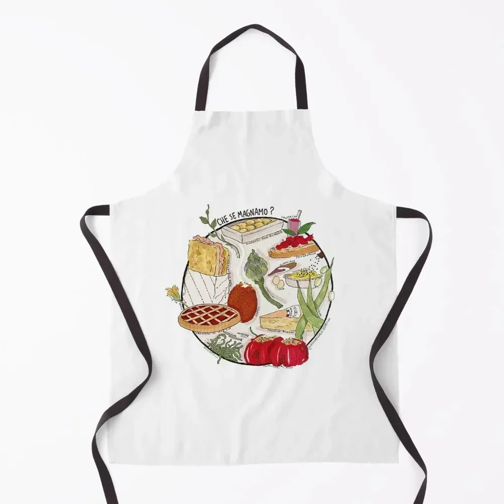 

Roman Food / Che Se Magnamo Apron for home useful pieces kindergarten teacher Cute Kitchen Restaurant Apron