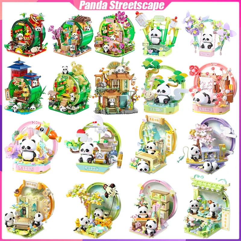 

Animal Building Blocks Panda's Bamboo House Streetscape Desktop Decoration Puzzle Assembling Model Toys Birthday Gifts for Kids
