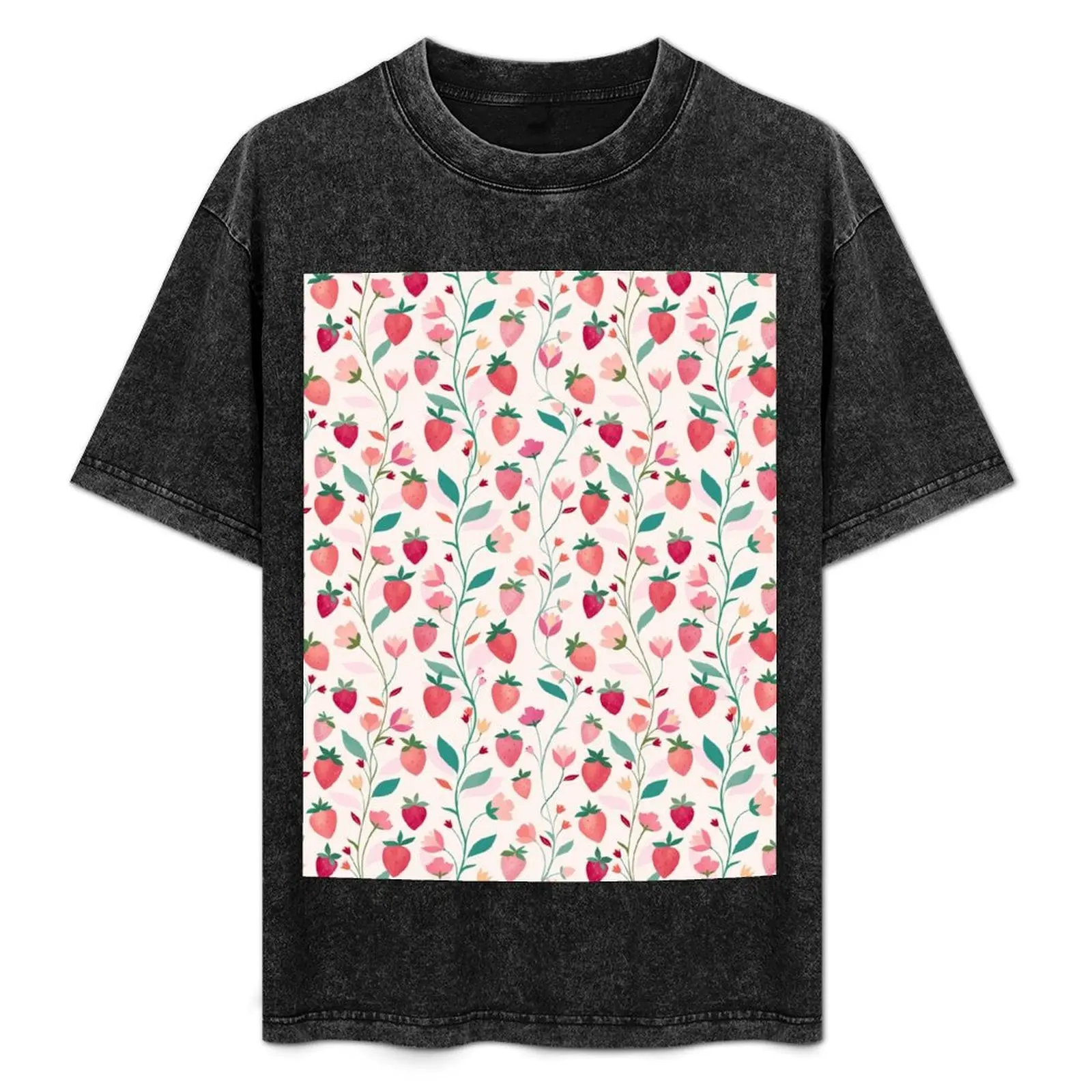 

Spring Blossoms and Strawberries T-Shirt Plus Size Comfort Fit Tee