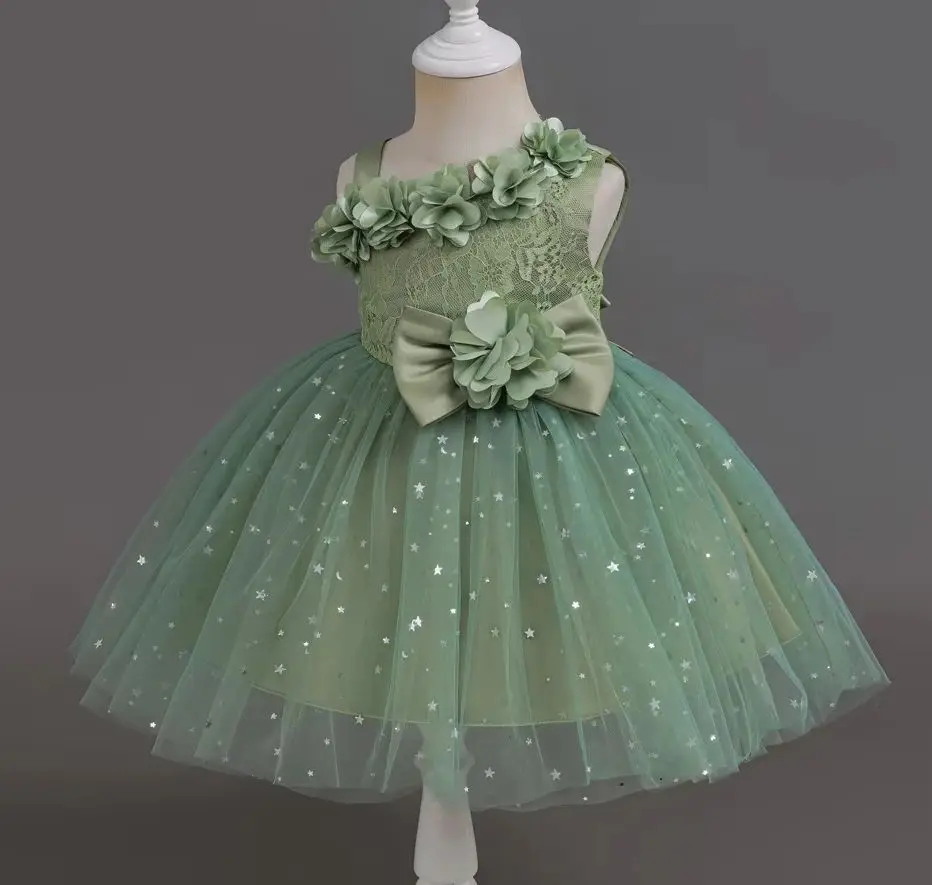 Performance Girl Dancing Dress Tulle Lace Dress for Girls Child Star Clothing for Special Occasions