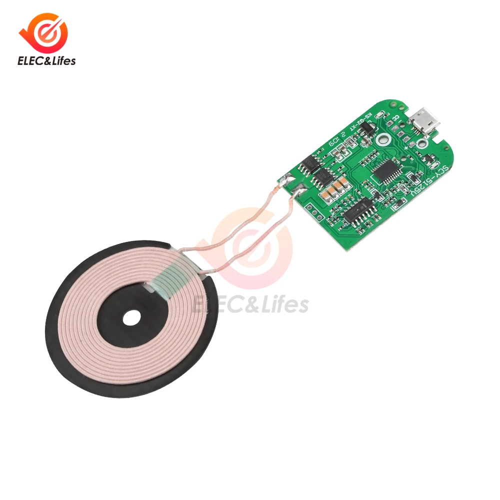 DC5V 9V 12V 5W 10W 15W Type-C Micro-USB Fast Charge Wireless Charger Transmitter PCBA Circuit Board Coil Receiver Charger Module