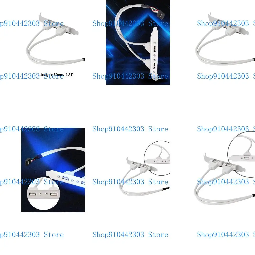 L4MD 2 Port USB 2.0 to 9 Pin Header Bracket Extension Cable for Computer Rear Panel