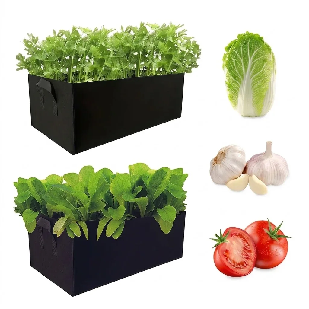 Square Felt Growing Bucket Non Woven Felt Growing Bag Ideal For Multi Functional Vegetable Plant Growth In Garden Space