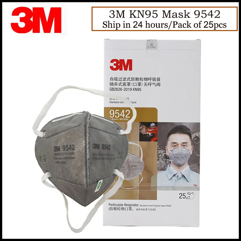 3M 9542 KN95 Dust Mask Activated Carbon Virus Mask Disposable Particulate Respirator Individual Pack 3M Authentic Mask GM003