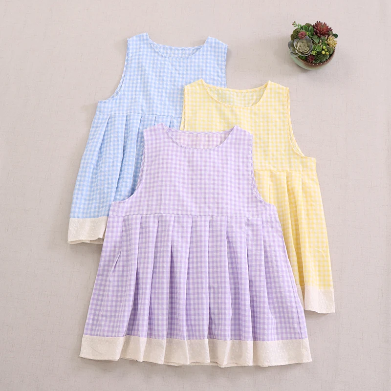 Summer New Japanese Sweet Mori Girl Vintage Plaid Patchwork Tank Tops Women O-Neck Sleeveless Casual Loose Vest Pullover Tops