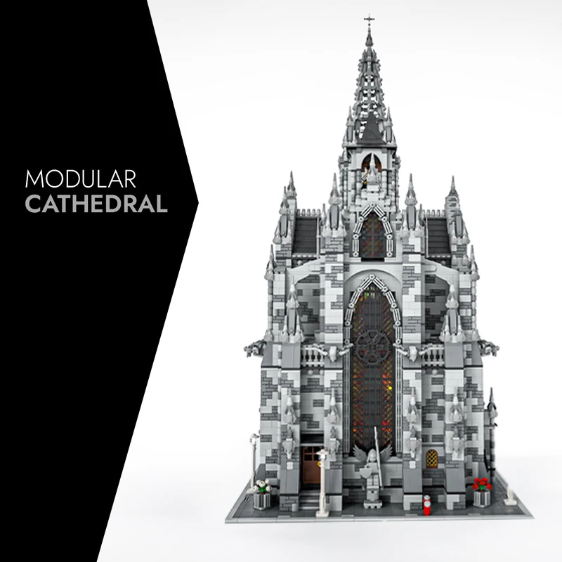 MOC Classica Medievale Modulare Cattedrale Architettura Tecnologia Personalizzata Building Blocks Modello Mattoni Fai da Te Ragazzo Giocattoli Regalo di Natale