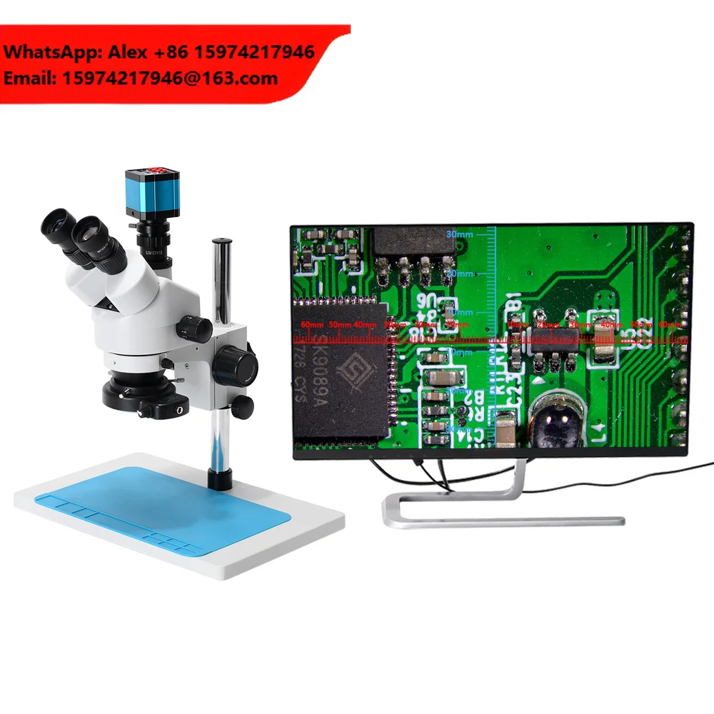 7X-45X 48MP Digital Industry Microscope Video Camera Trinocular Stereo Microscope For For Mobile Repair Welding Electronics