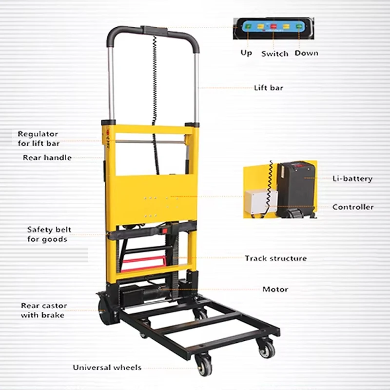

Electric Stair-Climbing Cart Electric Stair-Climbing Cart Maximum Load Capacity 200KG Three Modes Foldable Stair-Climbing Cart
