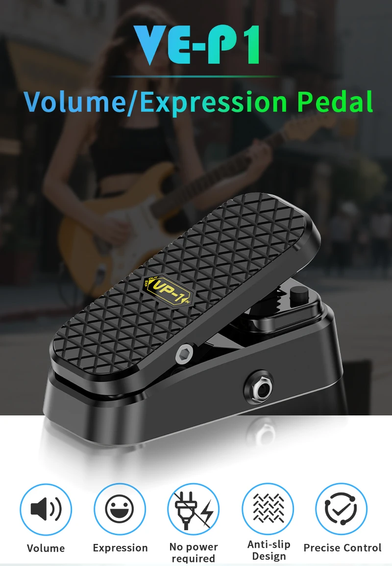 Jamjum VP-1 volume emote pedal controlador guitarra baixo universal mais ganho duplo entrada/saída pedal de controle
