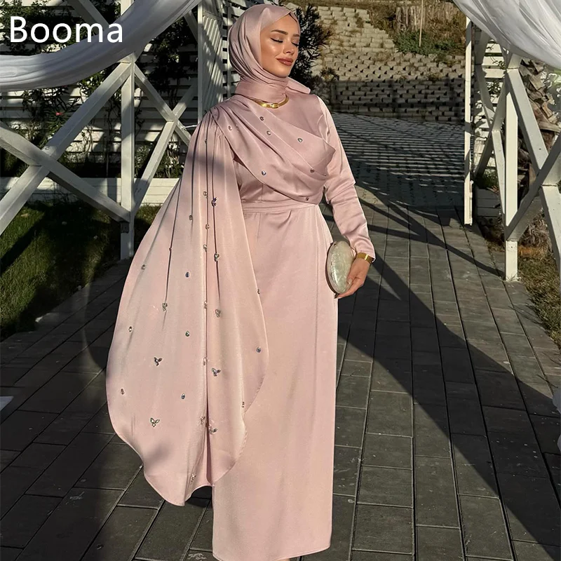 

Booma A-Line Satin Simple Crystal Evening Dresses Pleat Long Sleeveless Prom Gowns Evening Party Gowns Customized 2025