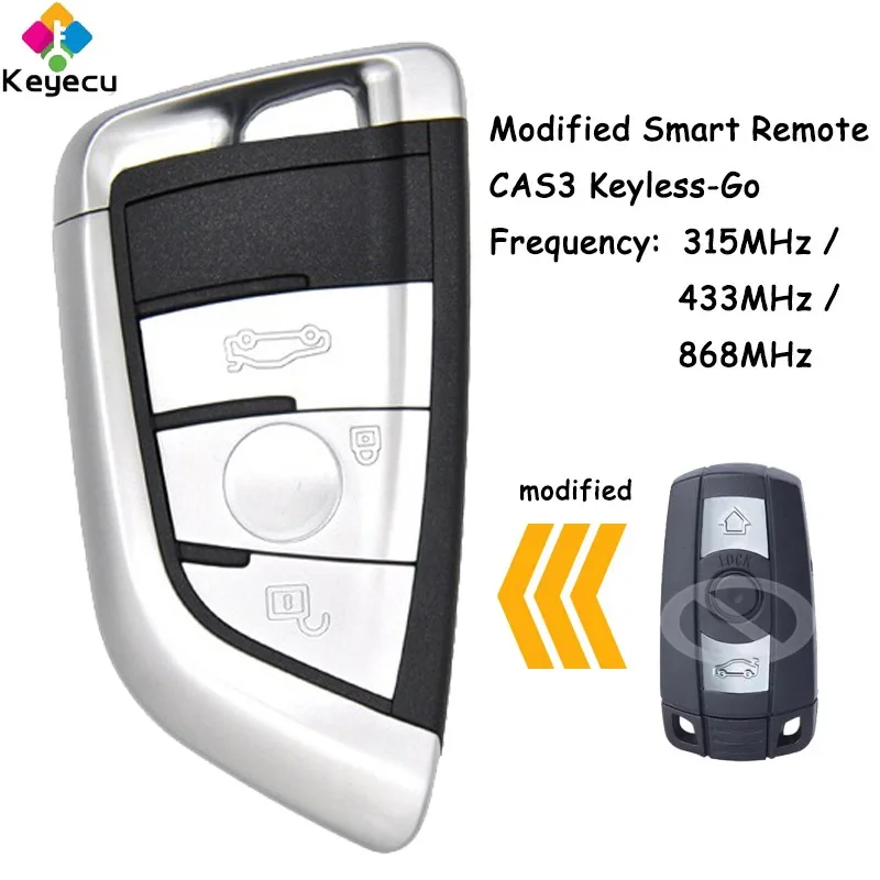 KEYECU Comfort Access System Modified Smart Remote Key With 3 Buttons 315MHz 868MHz Fob for BMW CAS3 3 5 Series X5 X6 2006-2011