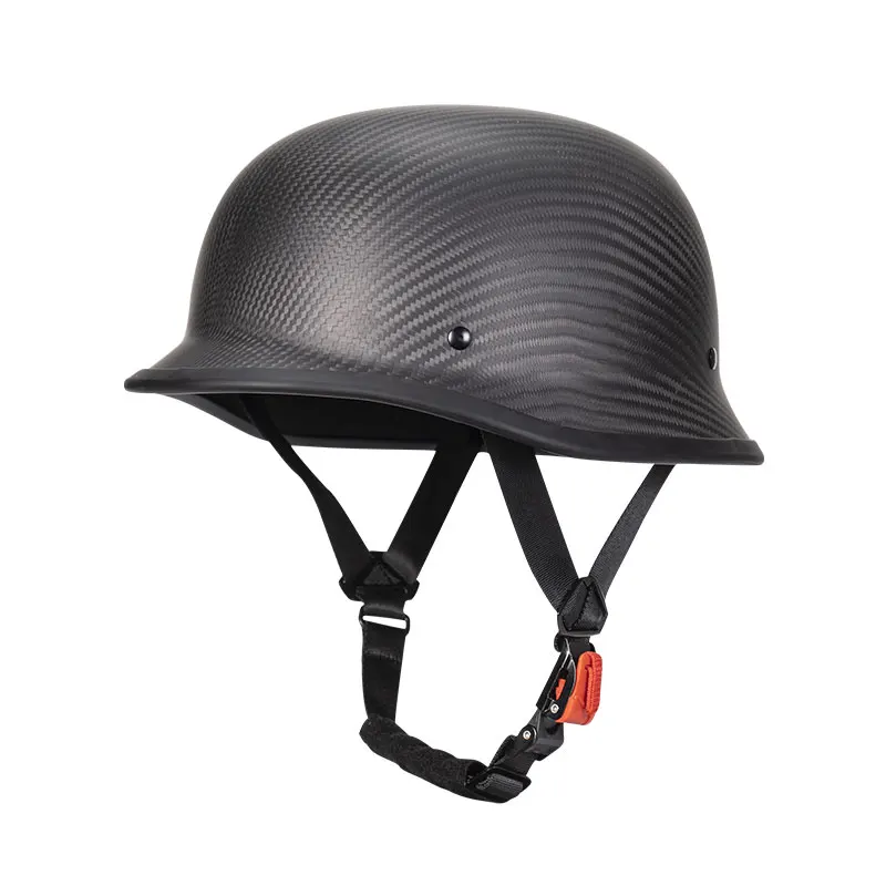 World War II German Matt Black Carbon Fiber Motorcycle Helmets Ultra Light Carbon Shell Safety Cap DOT Approved 1/2 Half Helmet