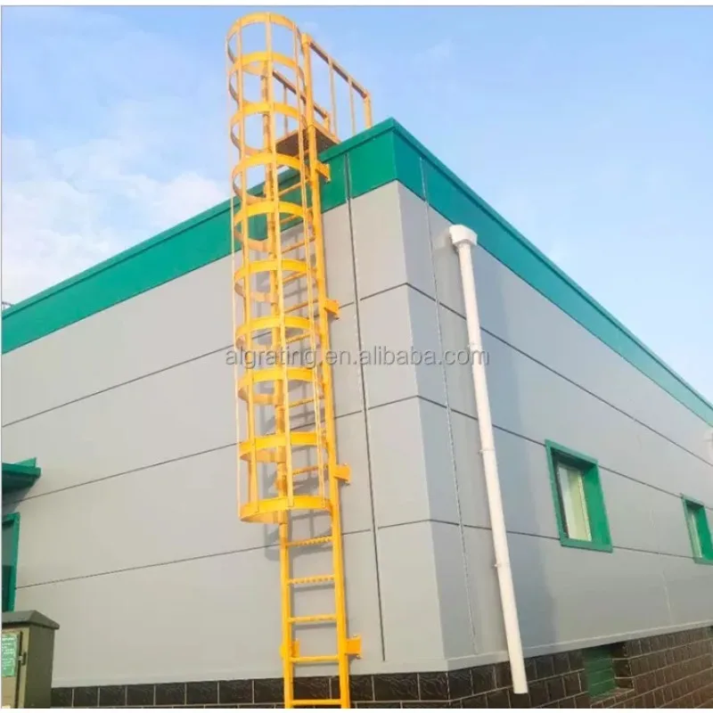Building materials climbing ladder with safety cage steps Vertical cage ladder Workplace safety