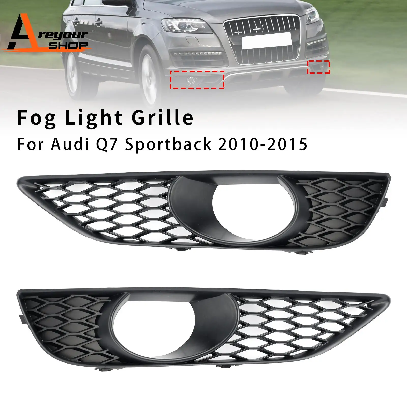 

2PCS Front Bumper Fog Light Grill Lamp Cover Fit for Audi Q7 Sportback 2010 2011 2013 2014 2015