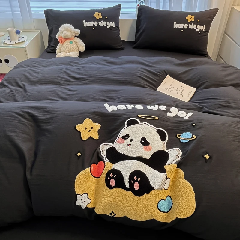4pcs 100% Cotton Bedding Duvet Cover 150x200 180x220 220x240 Quilt Cover Autumn and Winter Sheets