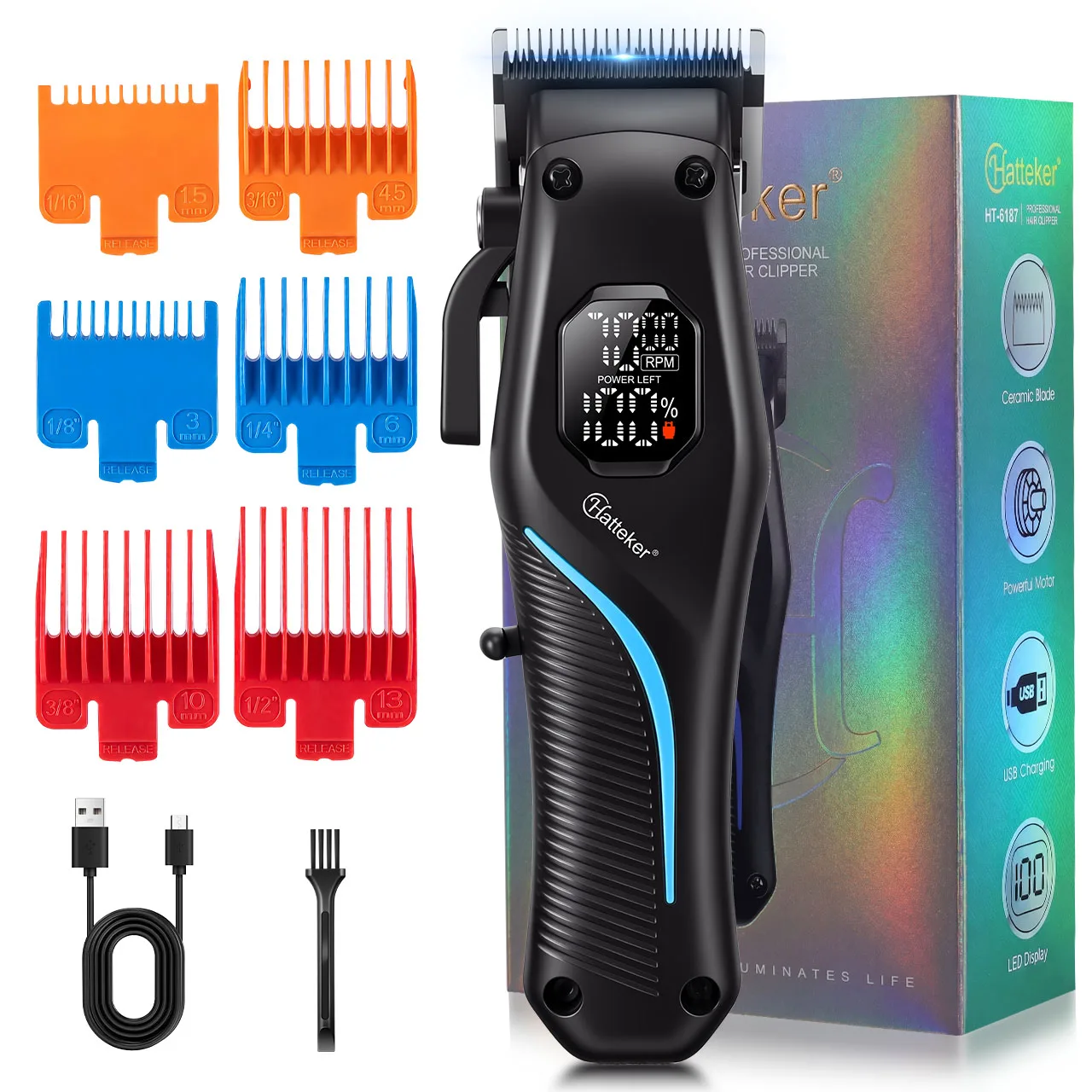 Hatteker Electric Hair Clippers Adjustable Blade Professional Men's Haircut Trimmers Salon Quality Barber Tools for Hair Cutting