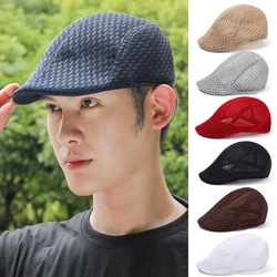 Summer Men Women Mesh Beret Fashion Casual Berets Breathable  Cap Unisex Casual Adjustablr Flat Caps Peaked Hats Sun Hat