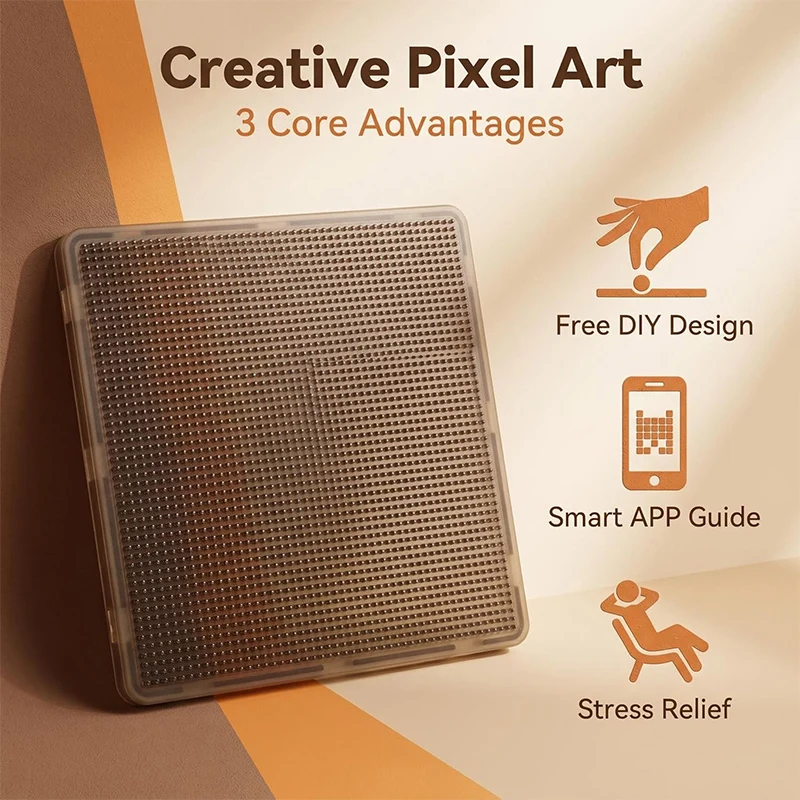 1SET  Parent-Child Interactive Pixel Art Bead Board Kit,Smart APP Pixel Drawing Pegboard with High-Density Secure Pegs