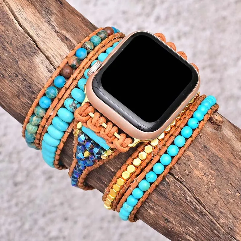 Bohemian-女性用ブレスレット,Apple Watch用,ウルトラ49mm,8 7,45mm,44mm,42mm,38mm,ナチュラルジュエリー,iwatch 41 40mm