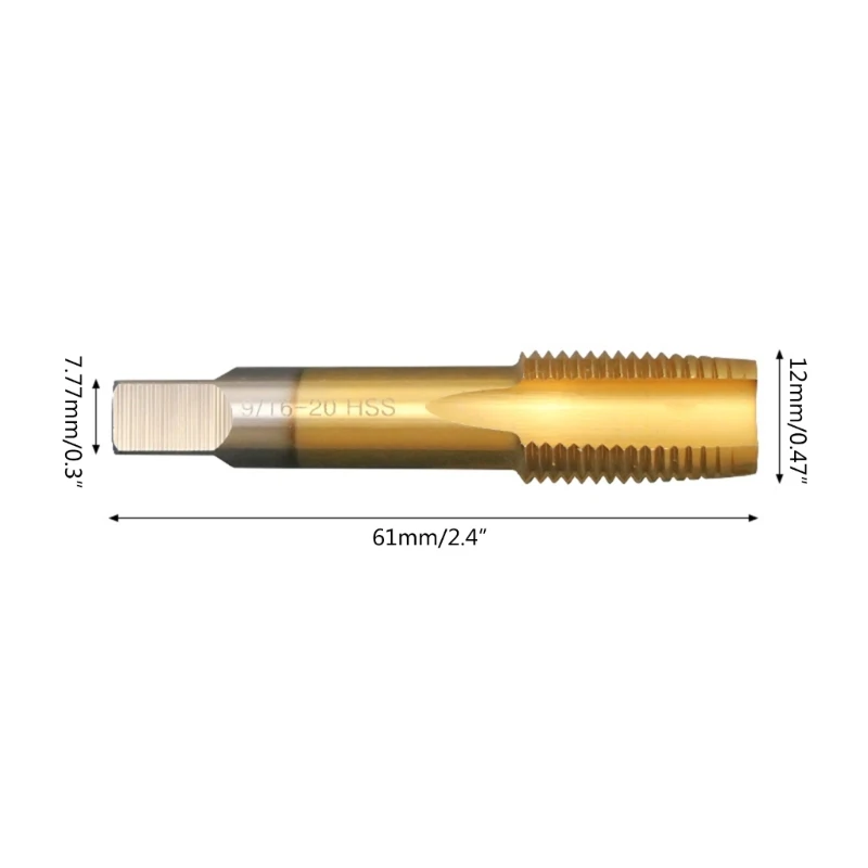 9/16 -20 Right / Left Hand Thread Tap for Bike Crank Repair Heavy-Duty HSS Pedal Crank Steel Thread Tap