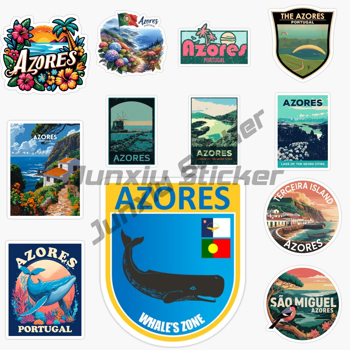 Azores Portugal Flag National Emblem Scenic Tourism Car Sticker Waterproof Self-Adhesive Wall Off-Road Car Accessories Decal