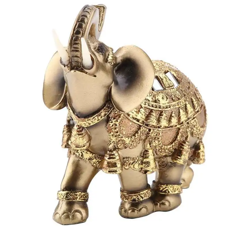 Lucky Feng Shui Wood Grain Antique Elephant Statue Sculpture Wealth Figurine Birthday Gift Home Decoration elephant figurine